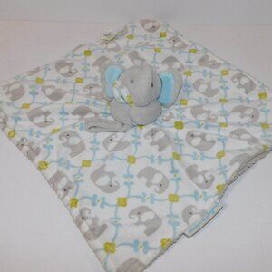 Blankets & Beyond elephant Baby Security Gray Blue Green Blanket Paci holder